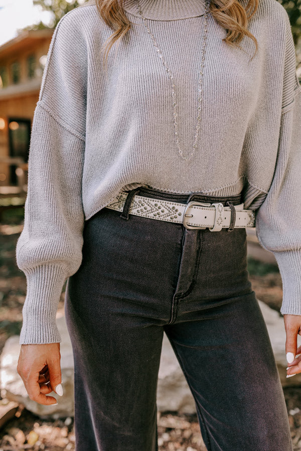 Daring Stares Embellished Faux Leather Belt In White
