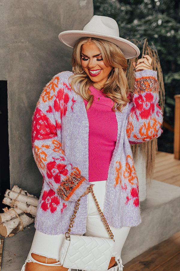Fan of Floral Knit Cardigan Curves