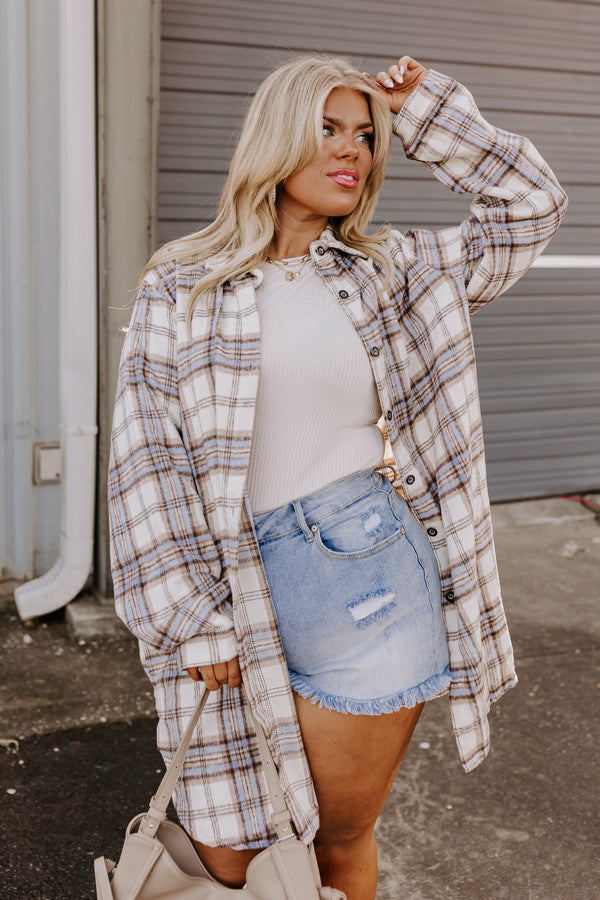 Touch Of Fall Plaid Tunic Dress In Cream Curves