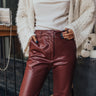 The Catalina High Waist Faux Leather Pants in Dark Rustic Rose Image - 1