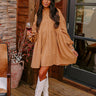 Cafe Patio Button Down Mini Dress in Camel Image - 1