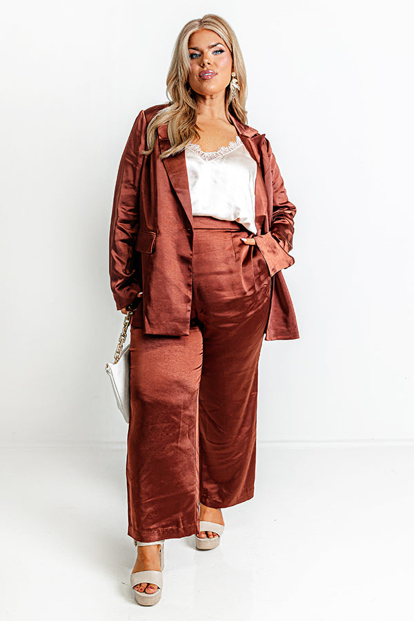 Sculpt & Shine Satin High Waist Pant - BURGUNDY main image 1