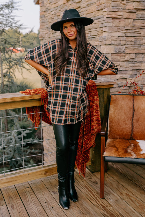 Comfy Glam Flannel Tunic in Black