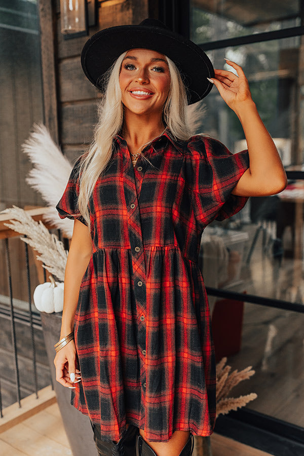 Never Pretend Plaid Dress In Red
