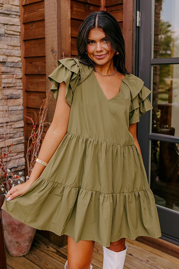 Sharp Witted Mini Dress in Sage Image - 1