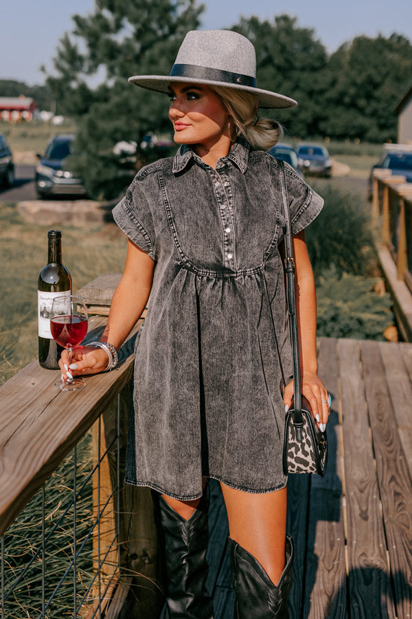 Autumn Treasure Denim Mini Dress In Vintage Black Image - 1