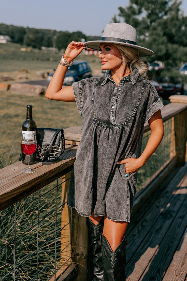 Autumn Treasure Denim Mini Dress In Vintage Black Image - 3