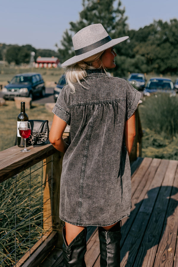 Autumn Treasure Denim Mini Dress In Vintage Black Image - 4