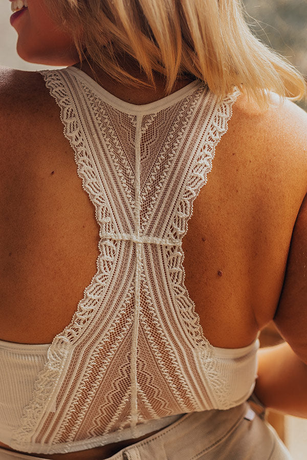 Flirty Nature Lace Racerback Bralette in Ivory Curves • Impressions Online  Boutique