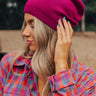 Playlist On Repeat Beanie In Berry Image - 1