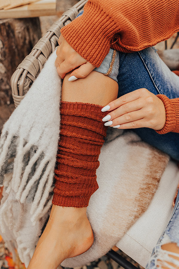 Cozy Outing Waffle Knit Leg Warmers In Rust • Impressions Online
