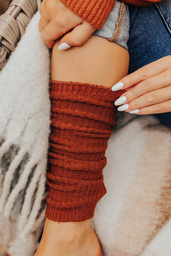 Cozy Outing Waffle Knit Leg Warmers In Rust • Impressions Online Boutique
