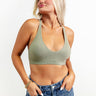 Flirty Nature Lace Racerback Bralette in Sage Image - 1