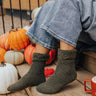 Autumn Charm Knit Socks In Army Green Image - 1