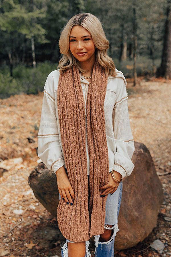 Autumn Treasure Knit Scarf In Iced Latte