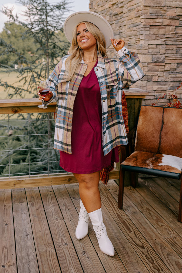 Back To Basics T-Shirt Dress In Wine Curves