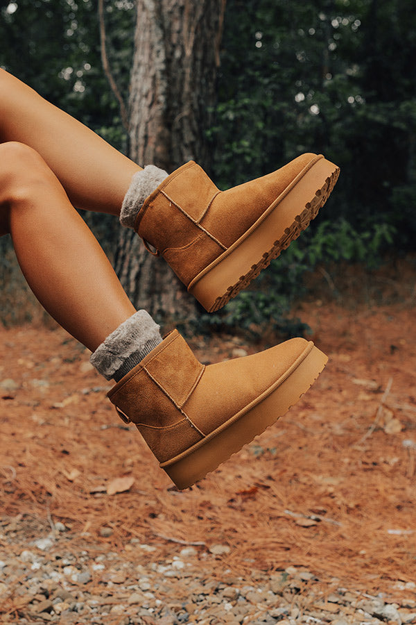 The Arabella Faux Suede Platform Boot In Brown Image - 2