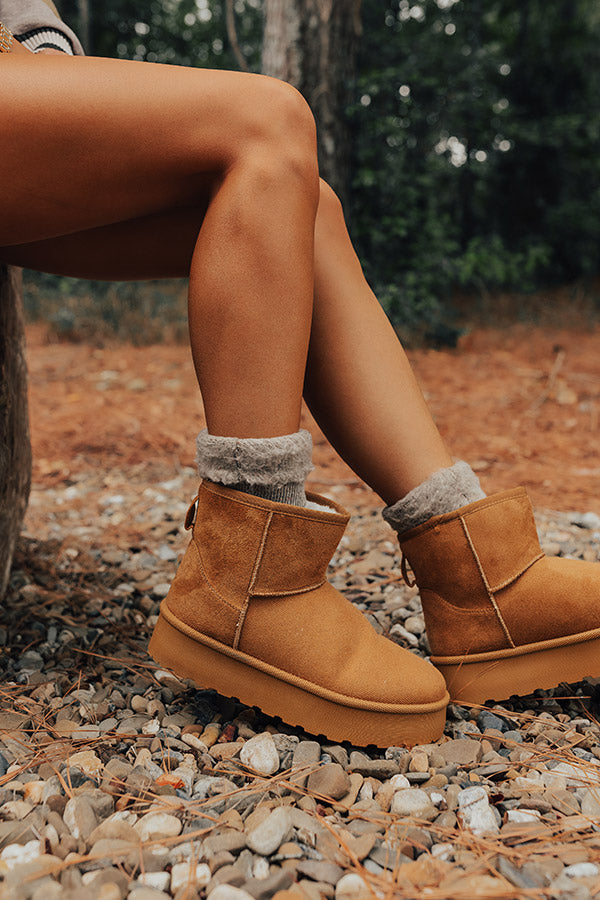 The Arabella Faux Suede Platform Boot In Brown Image - 3