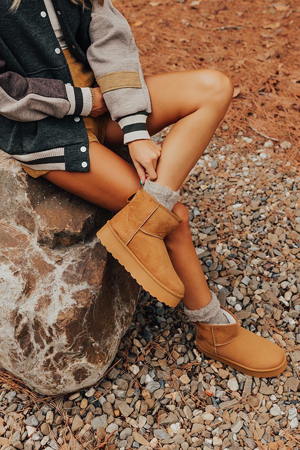 The Arabella Faux Suede Platform Boot In Brown Image - 4