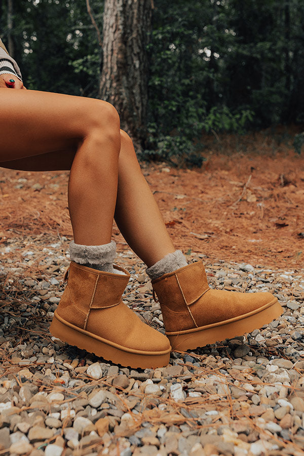 The Arabella Faux Suede Platform Boot In Brown Image - 5