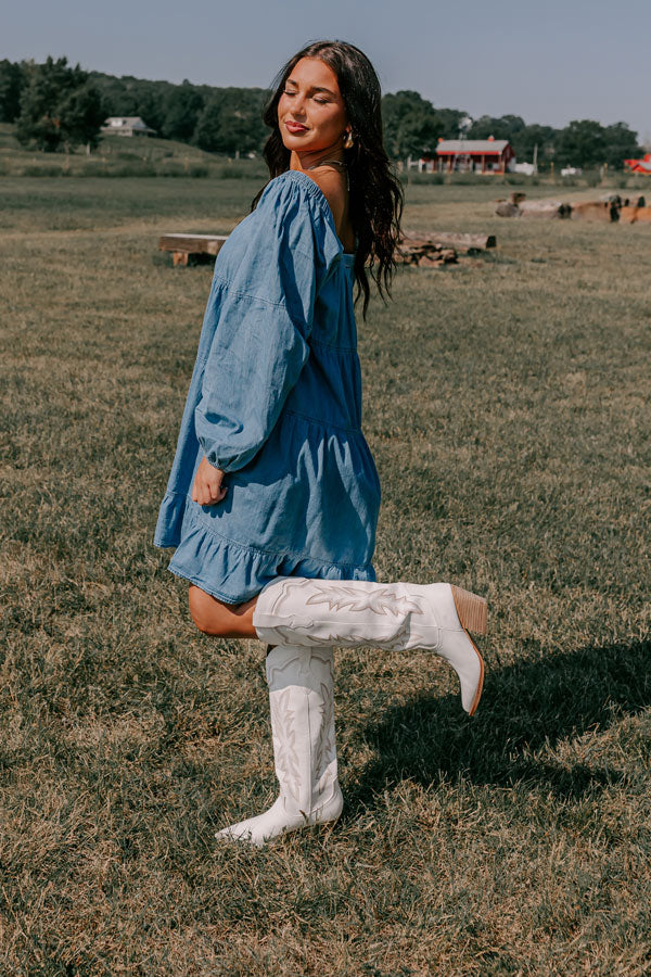Floral Chambray Mini Dress main image 1