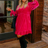 Lost In A Novel Velvet Mini Dress In Hot Pink Curves Image - 1