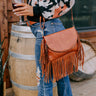 Sweet Perspective Faux Leather Fringe Purse in Maple Image - 1