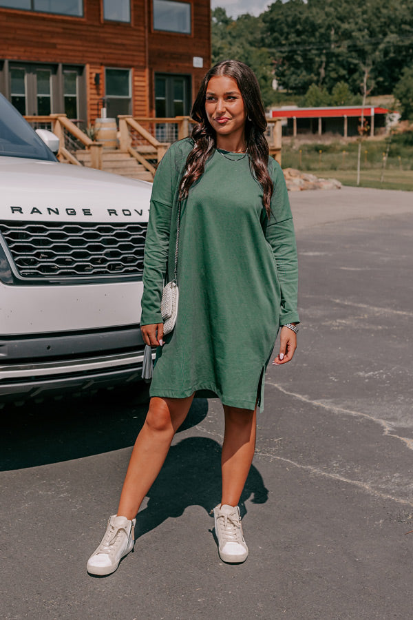Always There For You T-Shirt Dress In Light Hunter Green