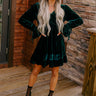 Lost In A Novel Velvet Mini Dress In Hunter Green Image - 1