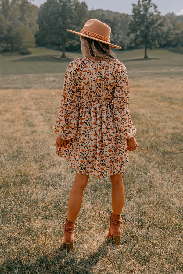 Milan Memories Floral Babydoll Dress In Iced Latte Image - 1