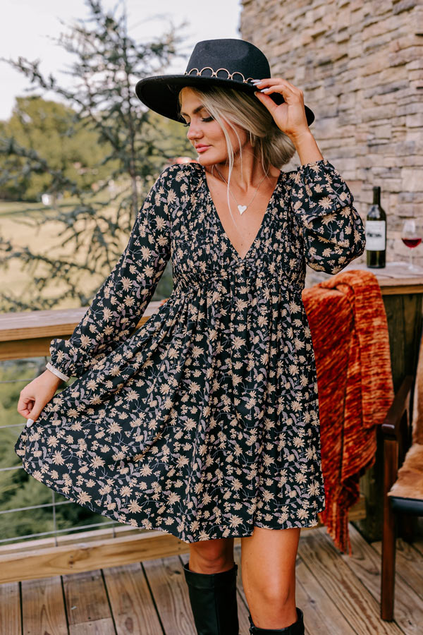 Milan Memories Floral Babydoll Dress In Black Image - 1