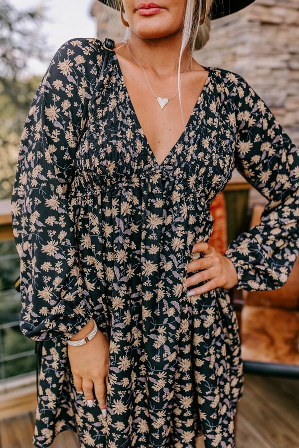 Milan Memories Floral Babydoll Dress In Black Image - 1