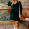 Lost In A Novel Velvet Mini Dress In Hunter Green Curves Image - 1