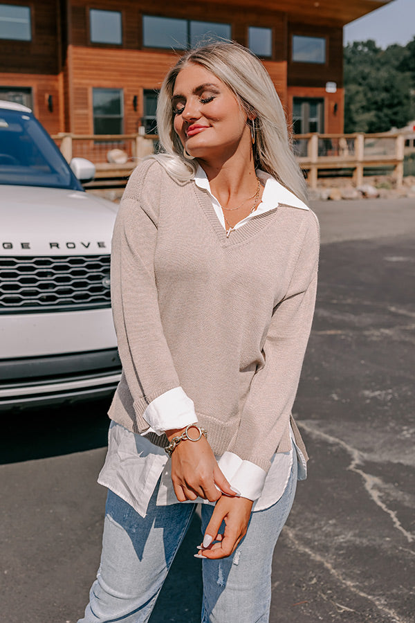 Early Start Sweater Top In Taupe
