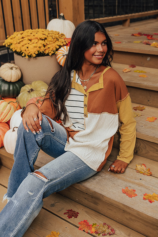 Pumpkin Spice Feels Colorblock Top Image - 3