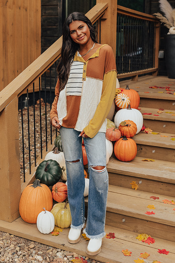 Pumpkin Spice Feels Colorblock Top Image - 1