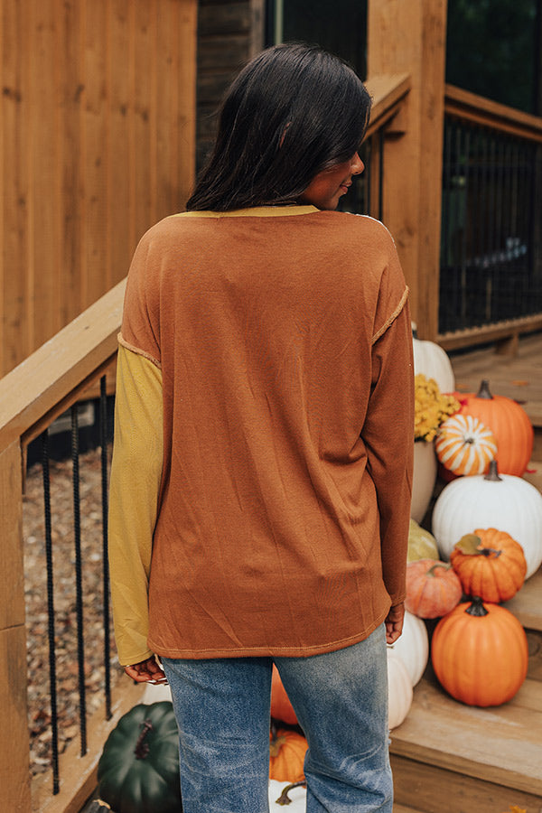 Pumpkin Spice Feels Colorblock Top Image - 4