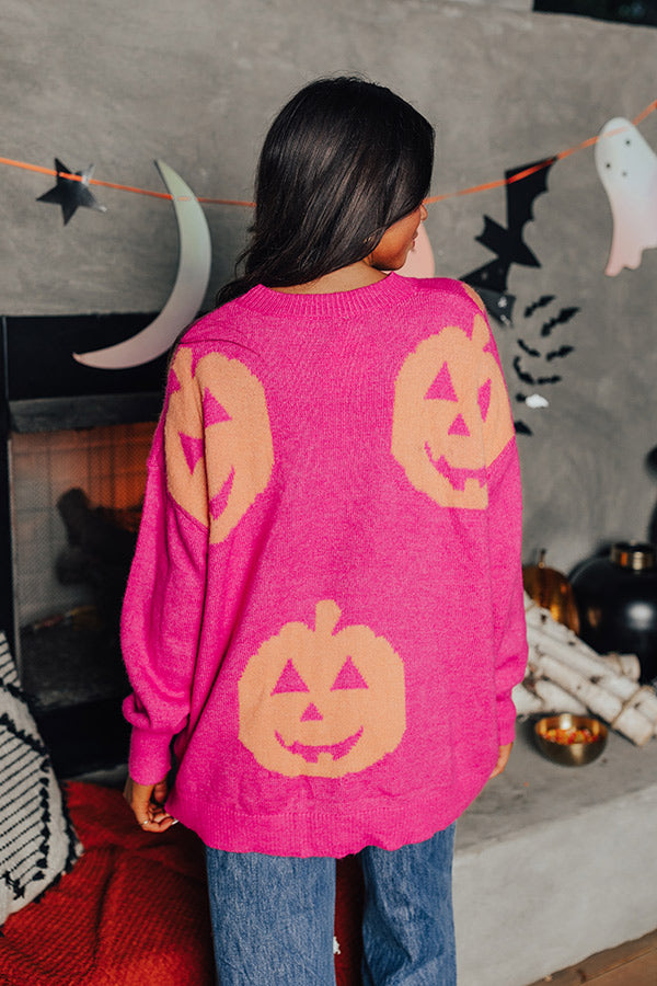 Hey Pumpkin Knit Sweater in Hot Pink Image - 4