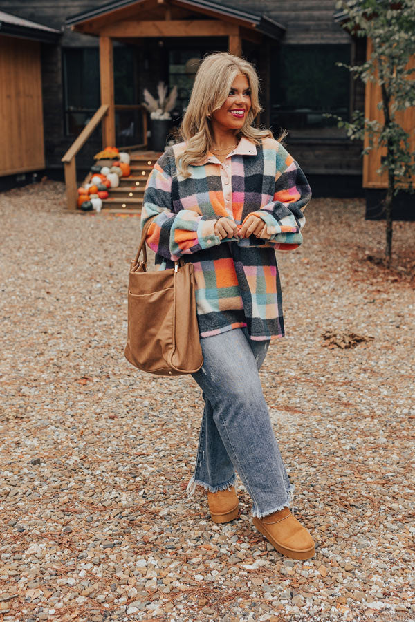 Sincerely Snuggly Plaid Pullover Curves Image - 3