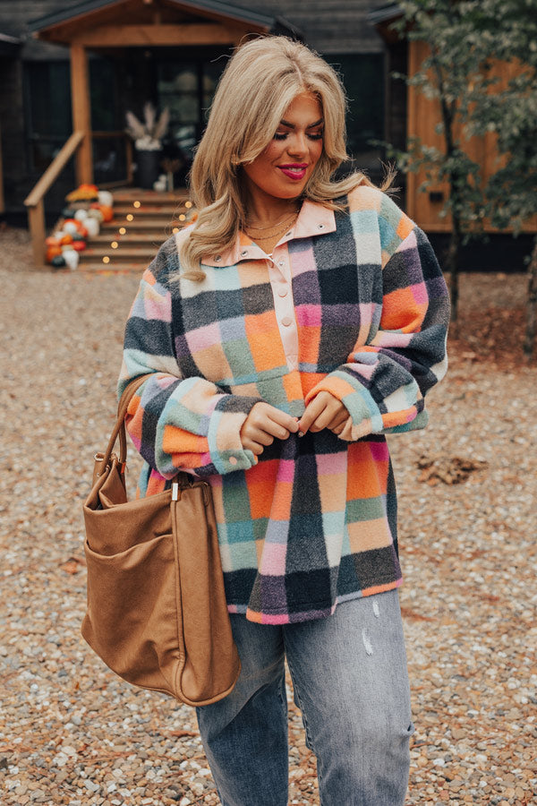 Sincerely Snuggly Plaid Pullover Curves Image - 5