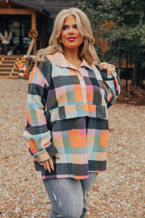Sincerely Snuggly Plaid Pullover Curves Image - 4