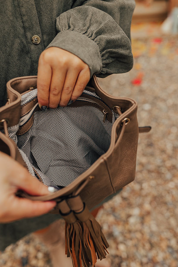 The Kenzo Faux Leather Fringe Backpack In Taupe – Impressions