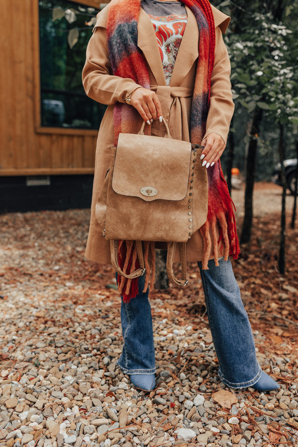 The Nabana Faux Leather Backpack In Light Tan