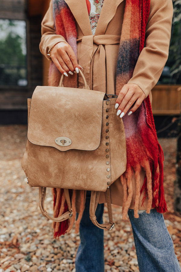 The Nabana Faux Leather Backpack In Light Tan Image - 4