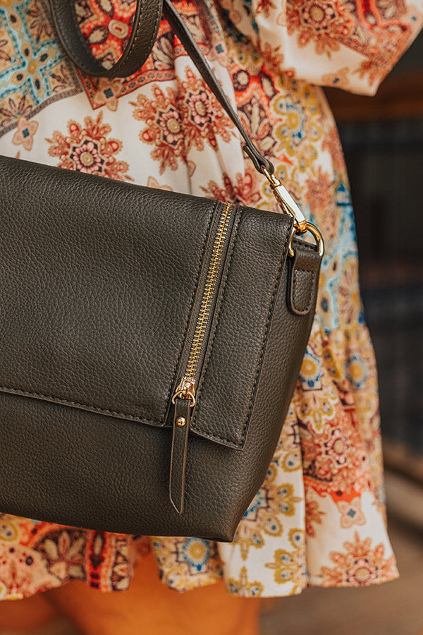 Stay The Course Faux Leather Crossbody In Martini Olive Image - 4