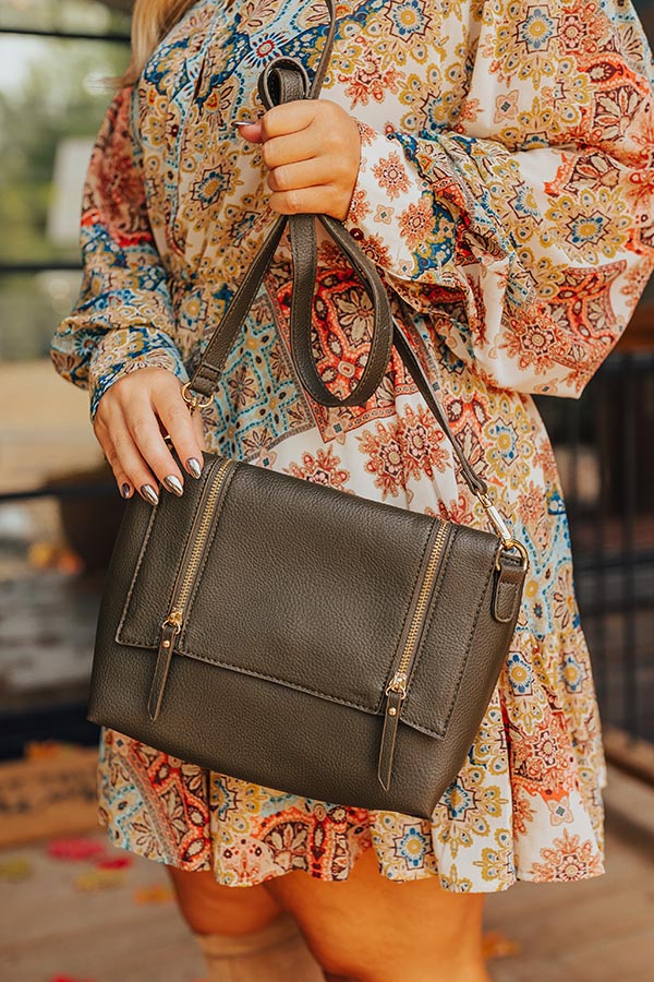 Stay The Course Faux Leather Crossbody In Martini Olive Image - 1