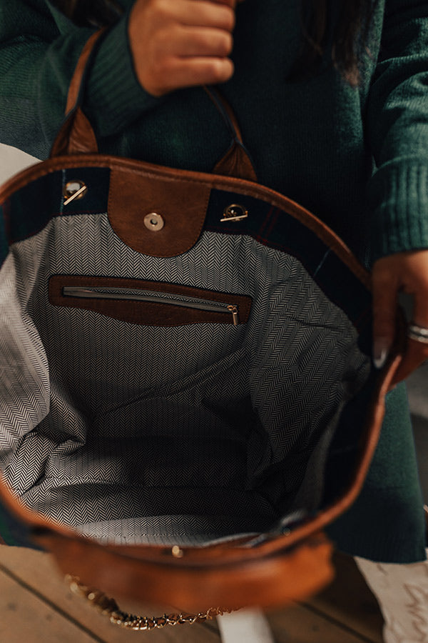 Wintry Dreams Plaid Tote in Navy Image - 3