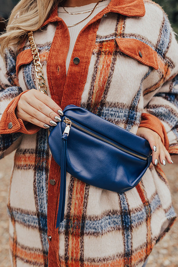 Modern Muse Faux Leather Fanny Pack In Blue Image - 1