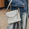 The Meena Faux Leather Crossbody In Grey Image - 1