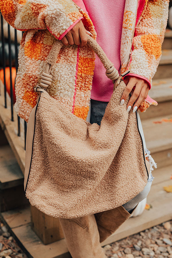 The Raleigh Sherpa Tote In Iced Latte